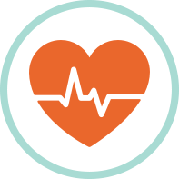 heart icon containing a line that is reminiscient of a hospital heart monitor