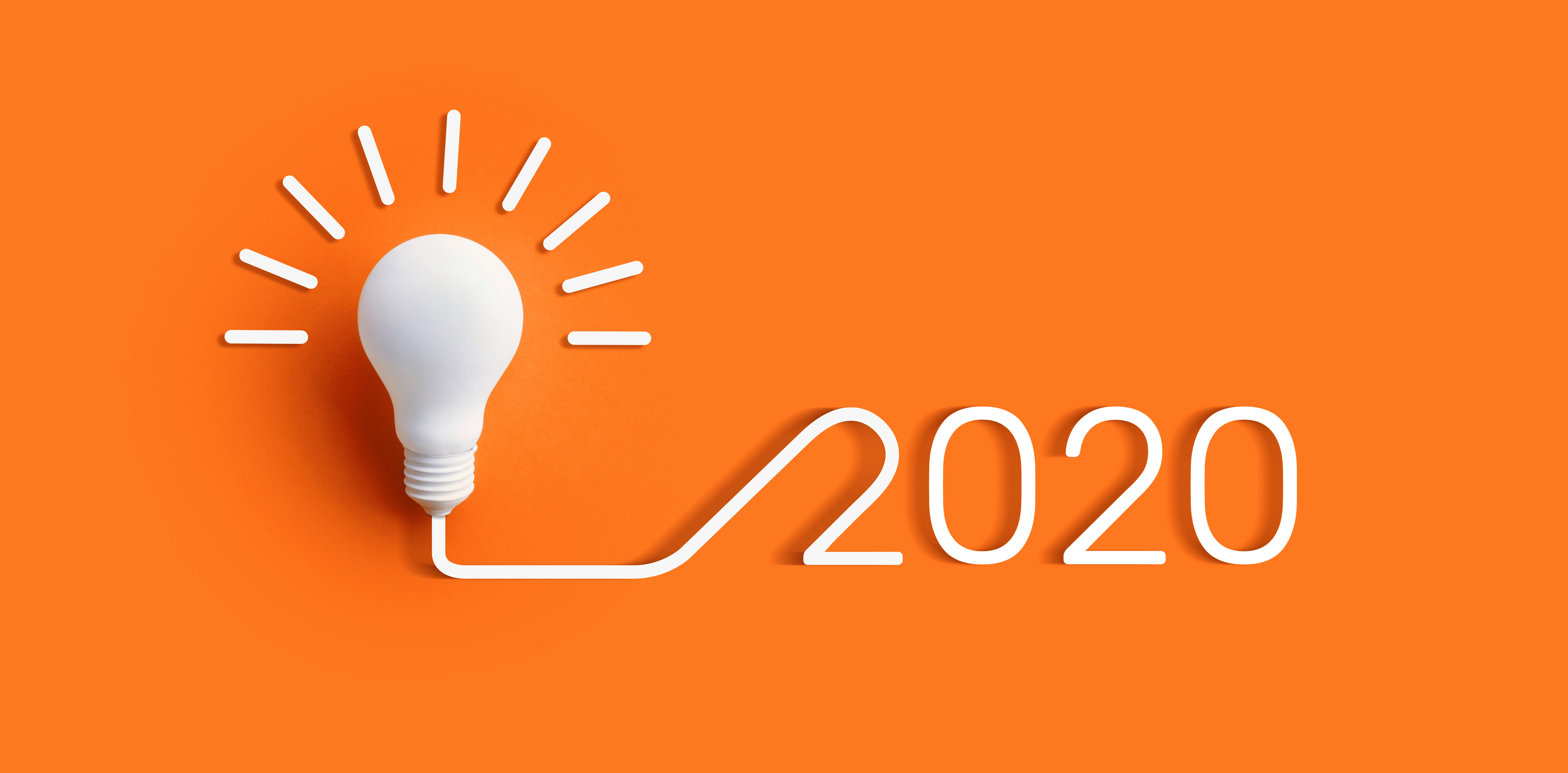 Orange background with the year 2020