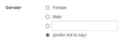The custom gender selector after our updates